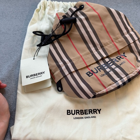 Burberry Classic Stripe Drawstring Storage Pouch Bag - Picture 4 of 7